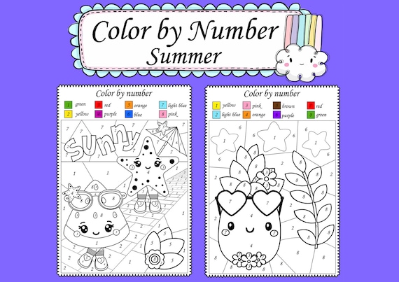 Color by number summer printable math color by code worksheets for kids matching numbers activities for kids summer coloring sheets