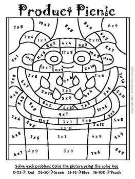 Celebrate summer multiplication mosaics color by number set