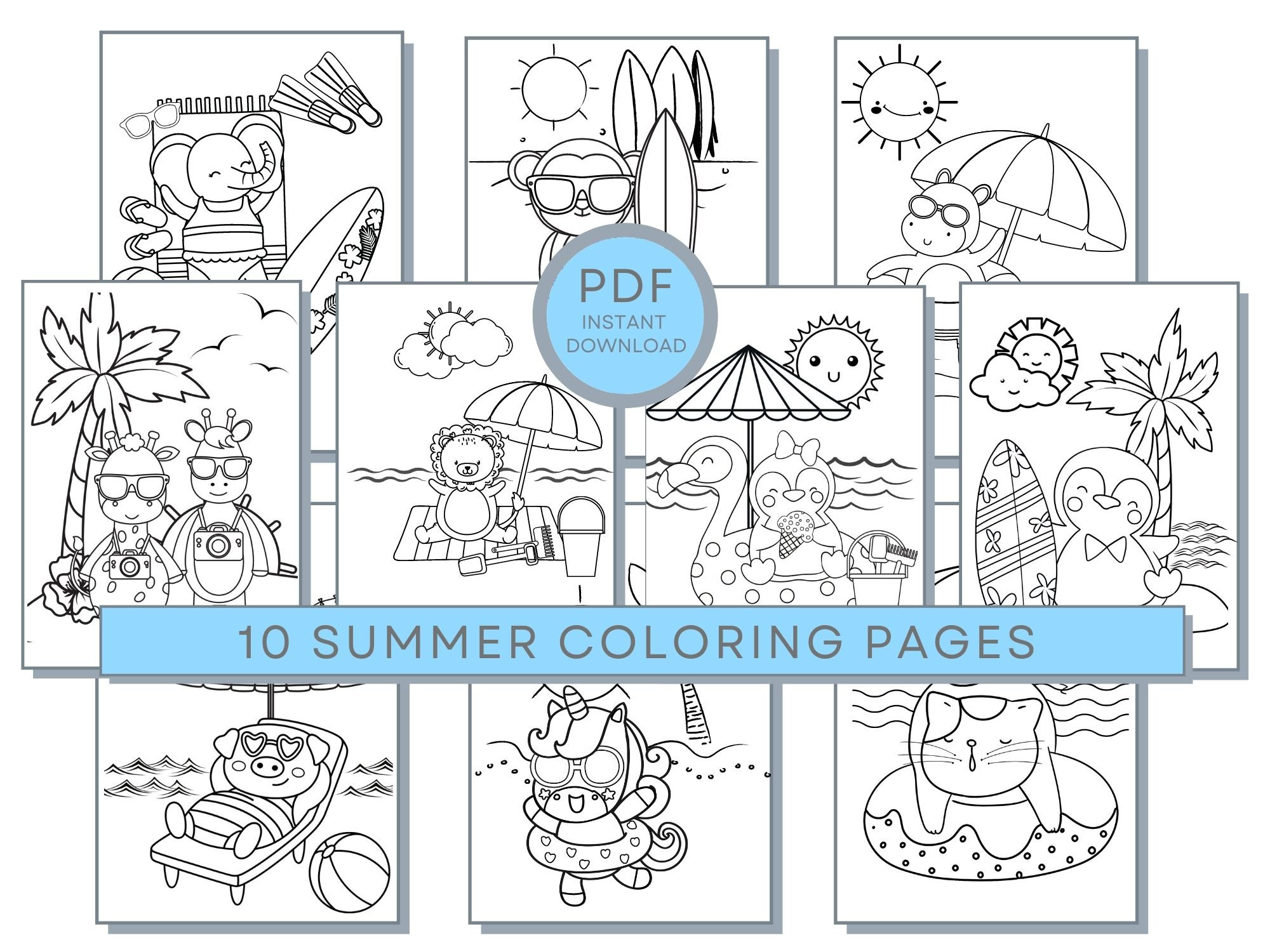 Summer coloring pages summer pdf coloring summer printables beach coloring sheets beach coloring pages summer activity page