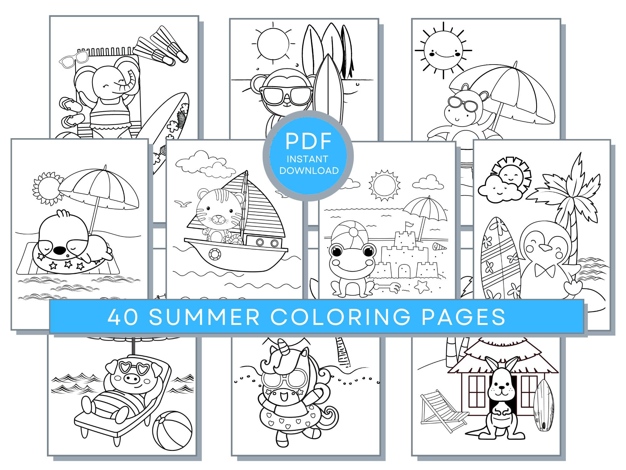 Summer coloring pages summer pdf coloring summer printables beach coloring sheets beach coloring pages summer activity page