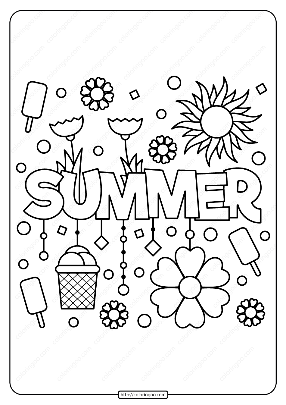 Free printable summer pdf coloring page summer coloring pages free kids coloring pages free coloring pages