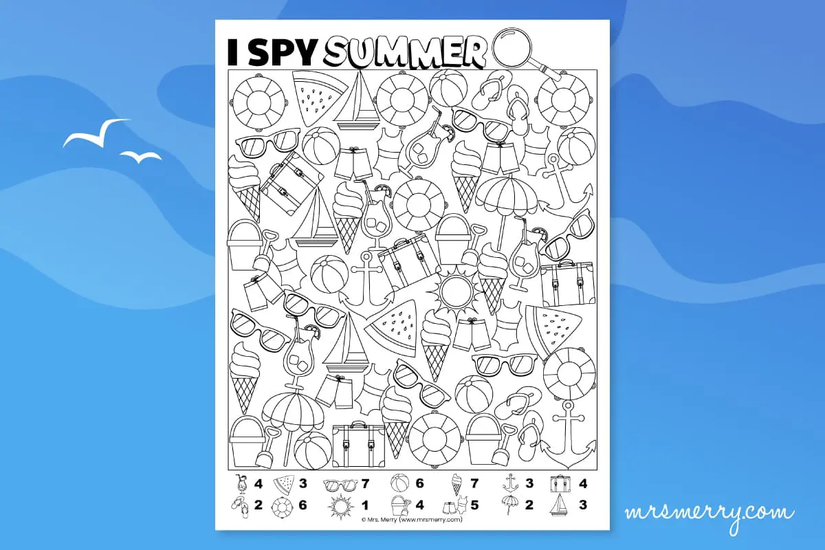 Free printable i spy summer game sheet mrs merry