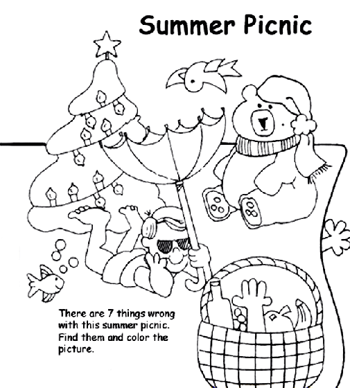 Summer picnic coloring page
