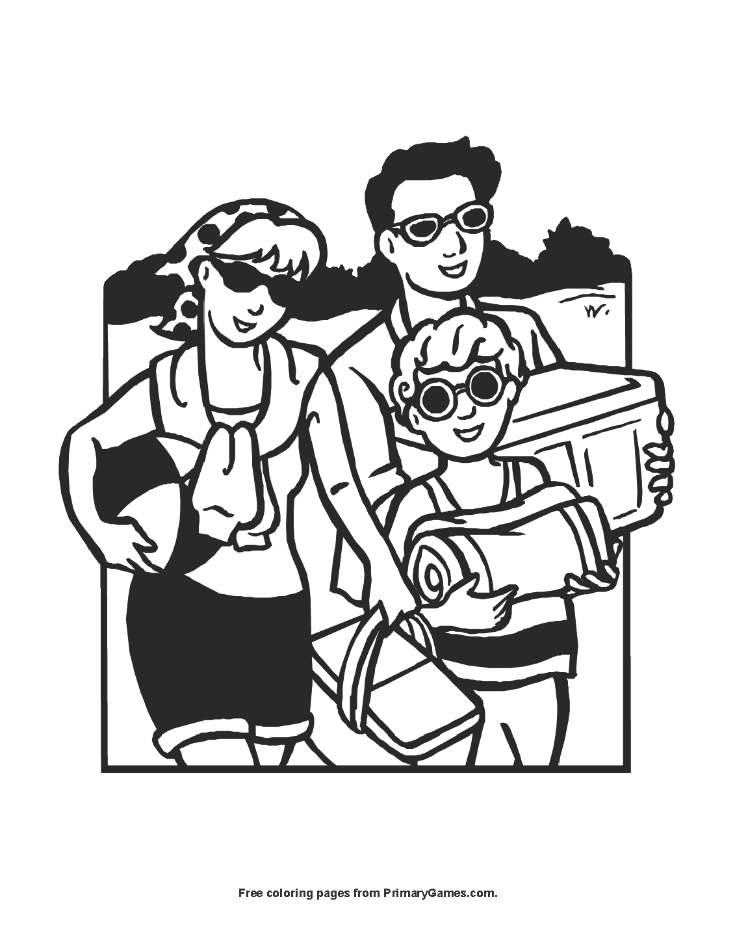 Family headed to a picnic coloring page â free printable pdf from