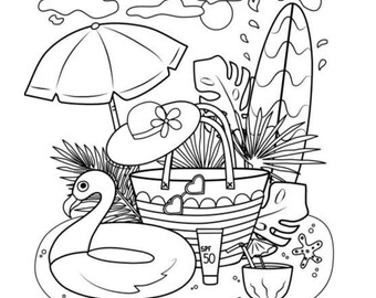 Summeroutdoor themed coloring pages for kids printable coloring pages for summer printable coloring book for kids digital download now