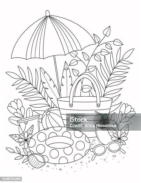 Summer coloring book stock illustration