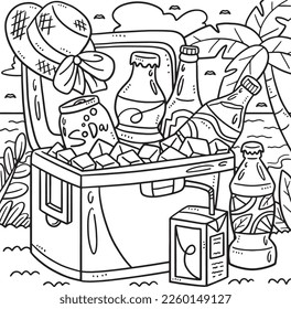 Summer beverages ice cooler coloring page stock vector royalty free