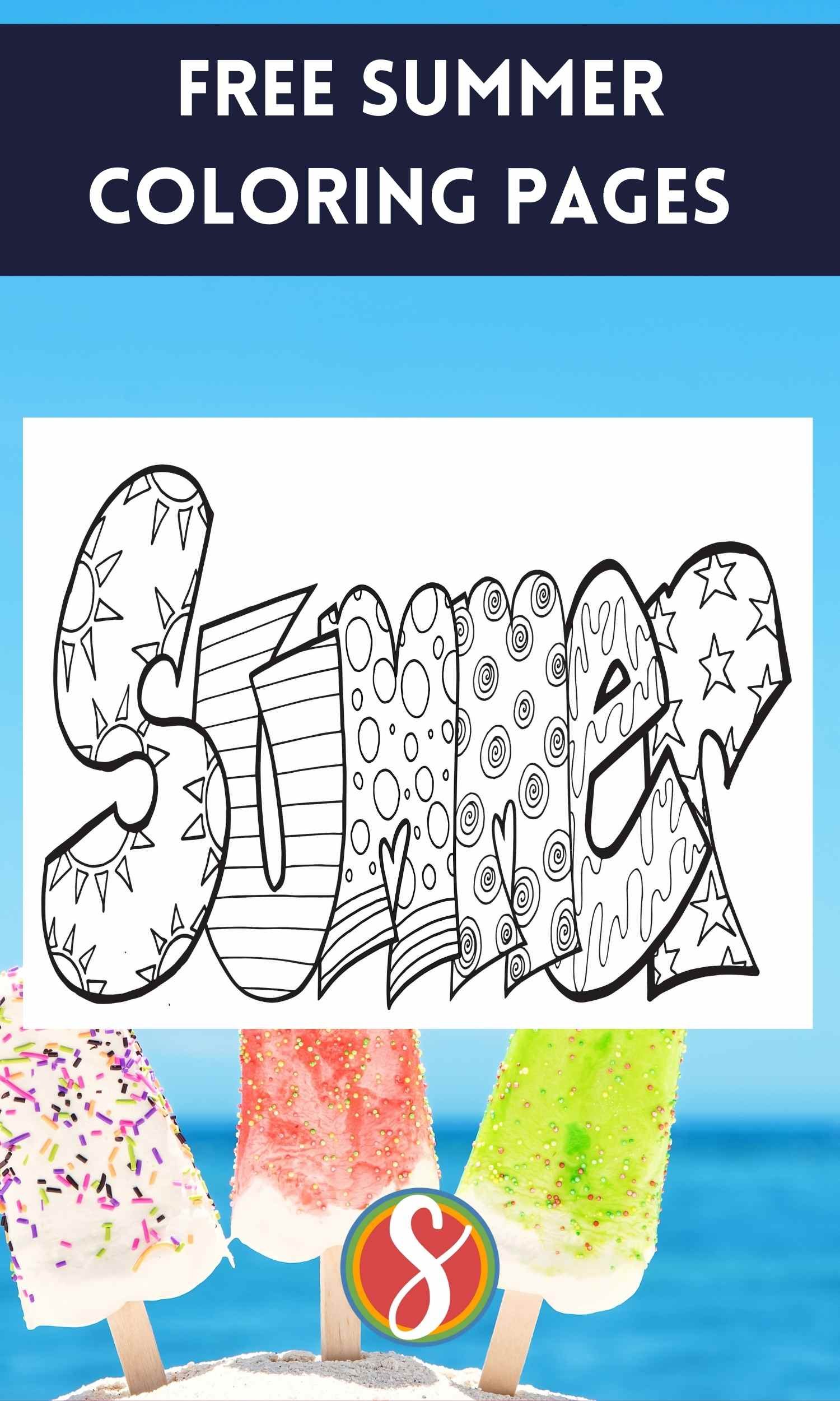 Free summer coloring pages â stevie doodles