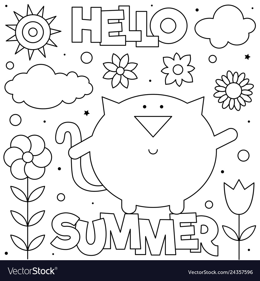 Hello summer coloring page royalty free vector image