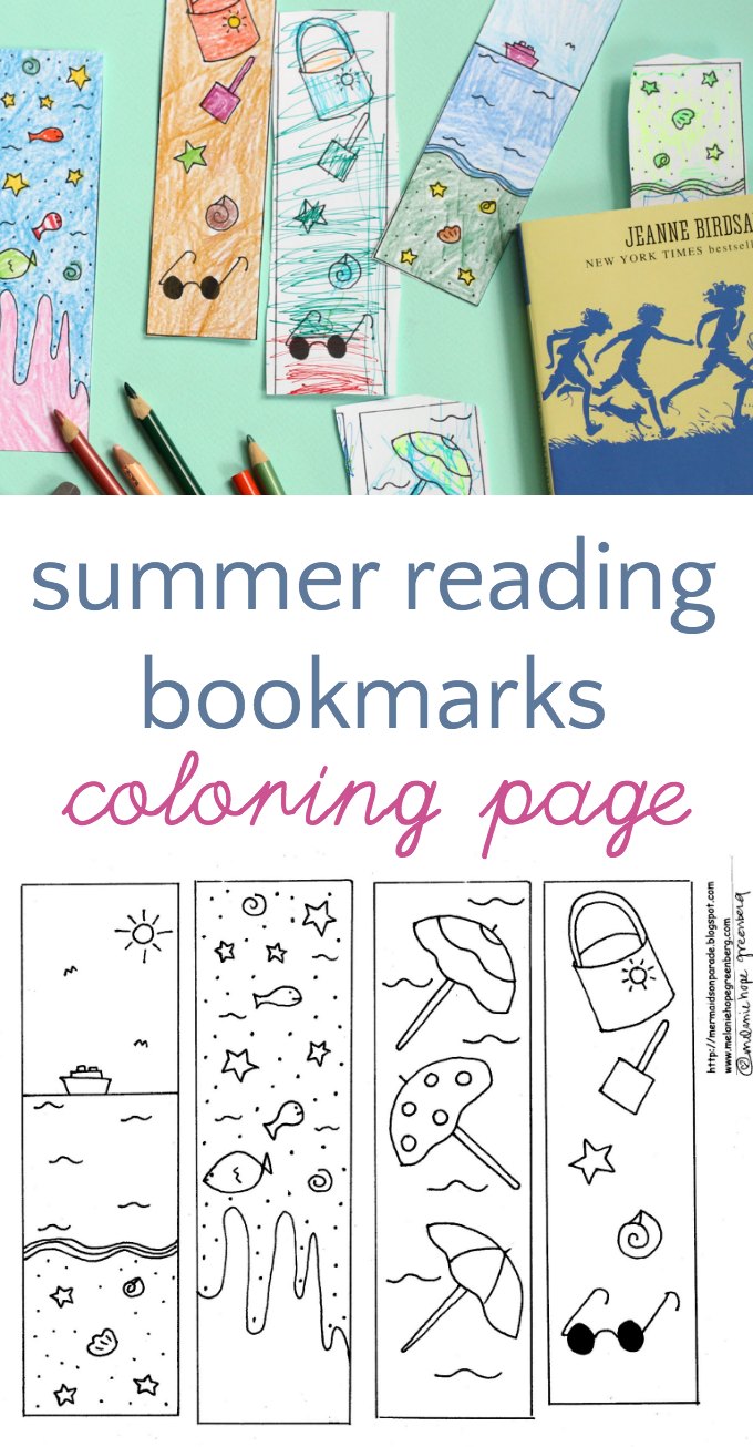 Summer reading bookmarks to color