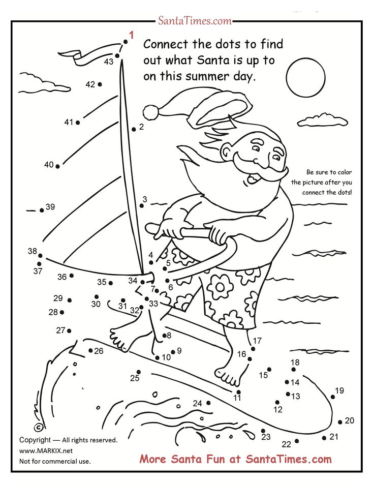 What is santa doing this summer connect the dots to find out then color the picture christmas in australia fun christmas cards holiday activities for kids