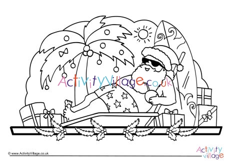 Sunbathing santa louring page