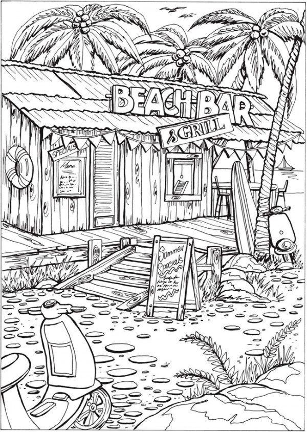 Summer scene coloring pages detailed coloring pages coloring pages summer coloring pages