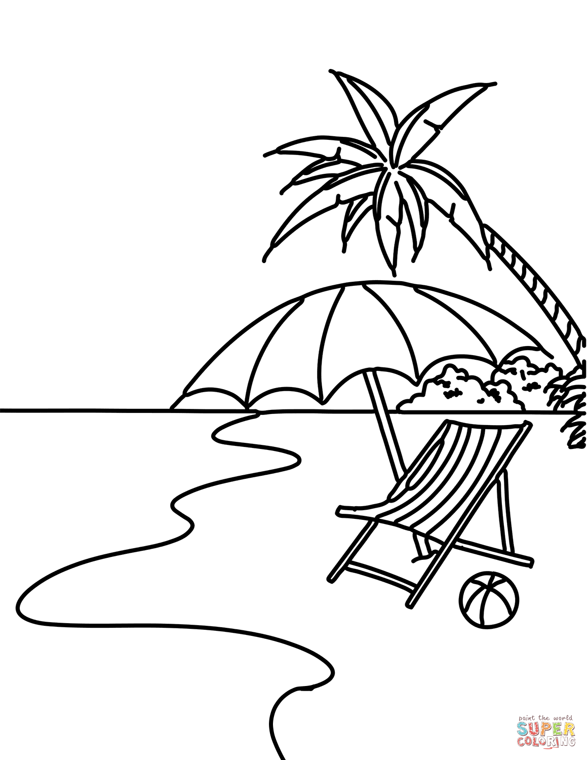 Summer beach scene coloring page free printable coloring pages