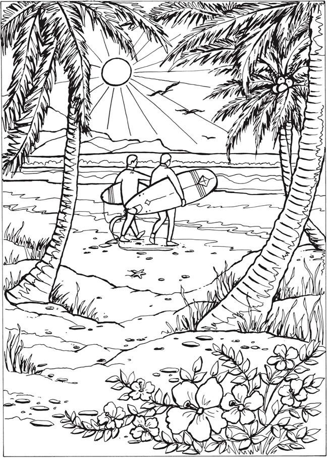 Printable coloring pages beach coloring pages summer coloring pages printable adult coloring pages