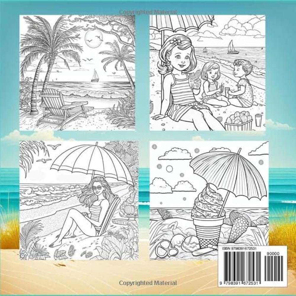 Summer scenes coloring book for adults beautiful coloring pages featuring fun beach vacation ocean landscapes relaxing nature scenes camping and more for stress relief and relaxation corby lilli books