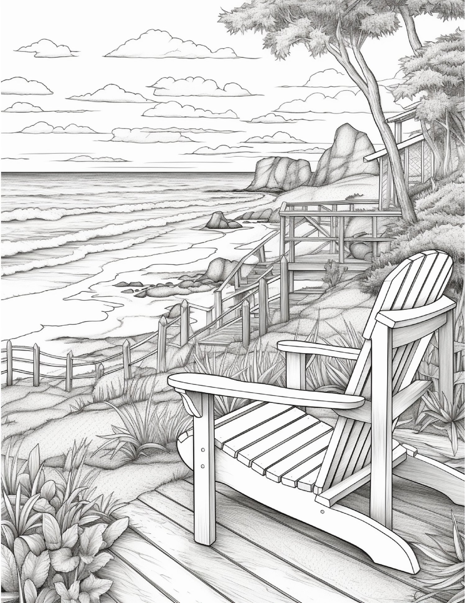 Summer beach scenes coloring pages