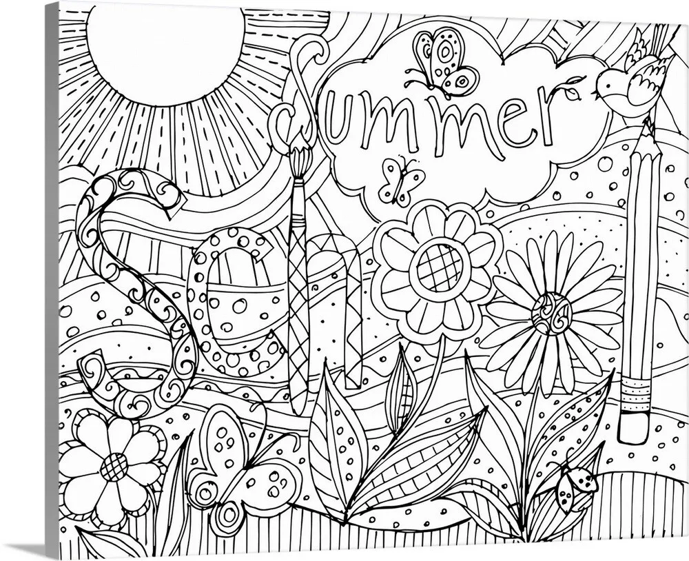 Diy coloring book canvas art entitled summer school