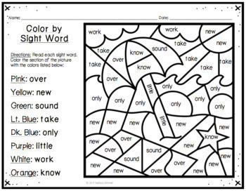 Summer color by sight word by first grade magic