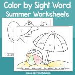 Summer color by sight word worksheets â color by code â easy peasy and fun hip