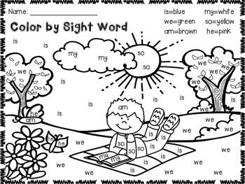 Summer color by sight word by sam van gorp tpt