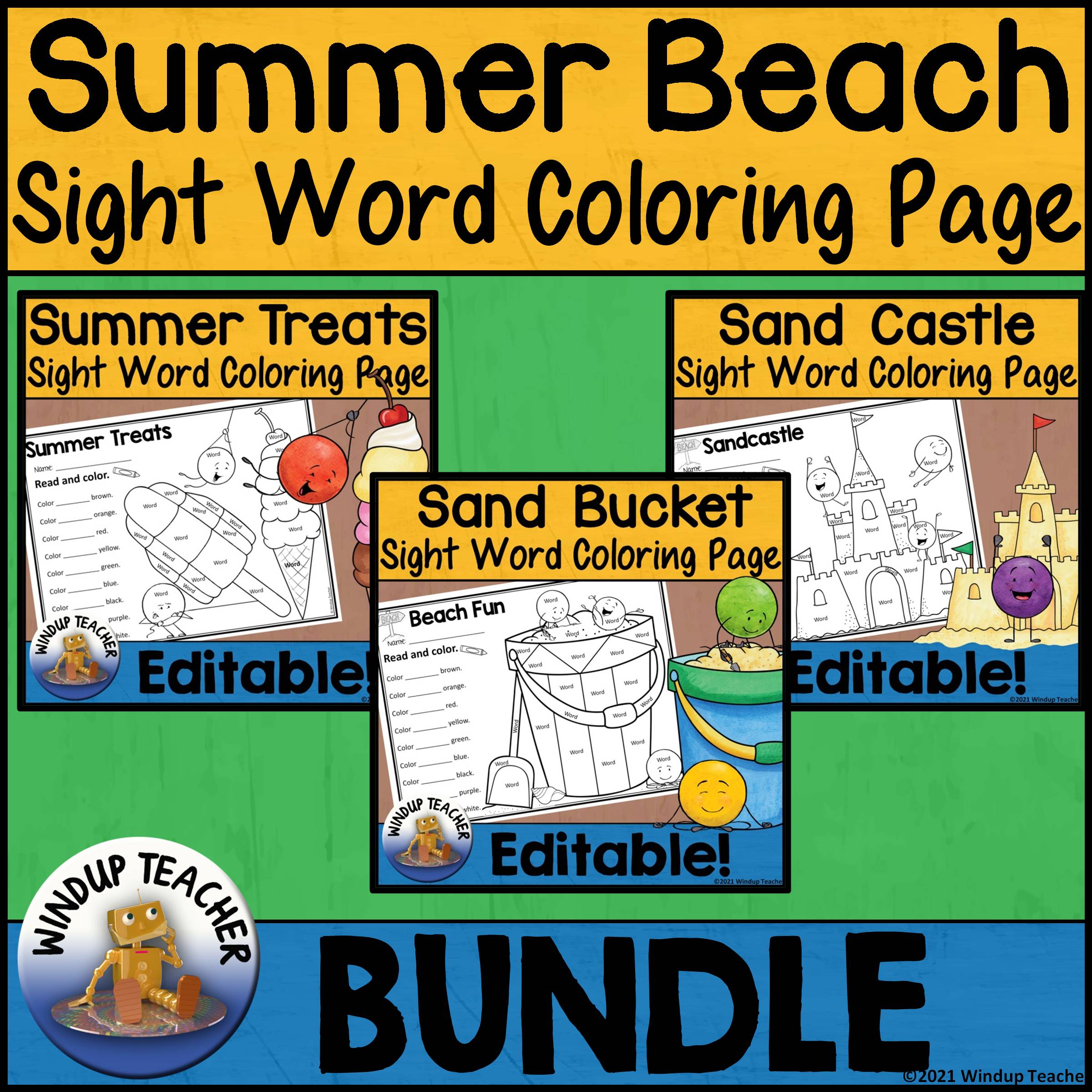 Summer beach themed sight word bundle editable a made by teachers