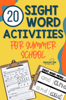 Sight word activities for summer school education to the core