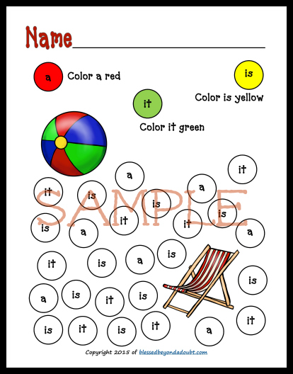 Color the sight words