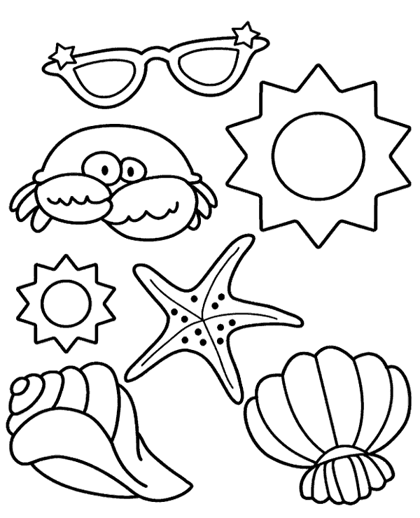 Sea shells simple coloring page
