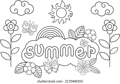 Summer simple coloring book page children stock vector royalty free