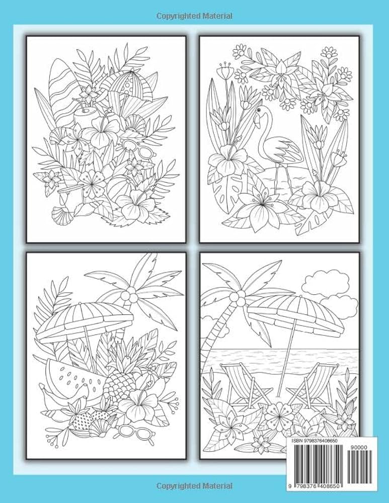 Summer coloring book simple and easy summer by habiba mk