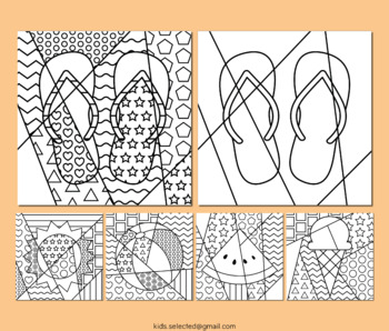 Summer coloring page pop art activities pattern beach drawing craft sheets