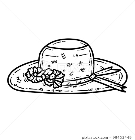 Summer sunhat line art coloring page for adult