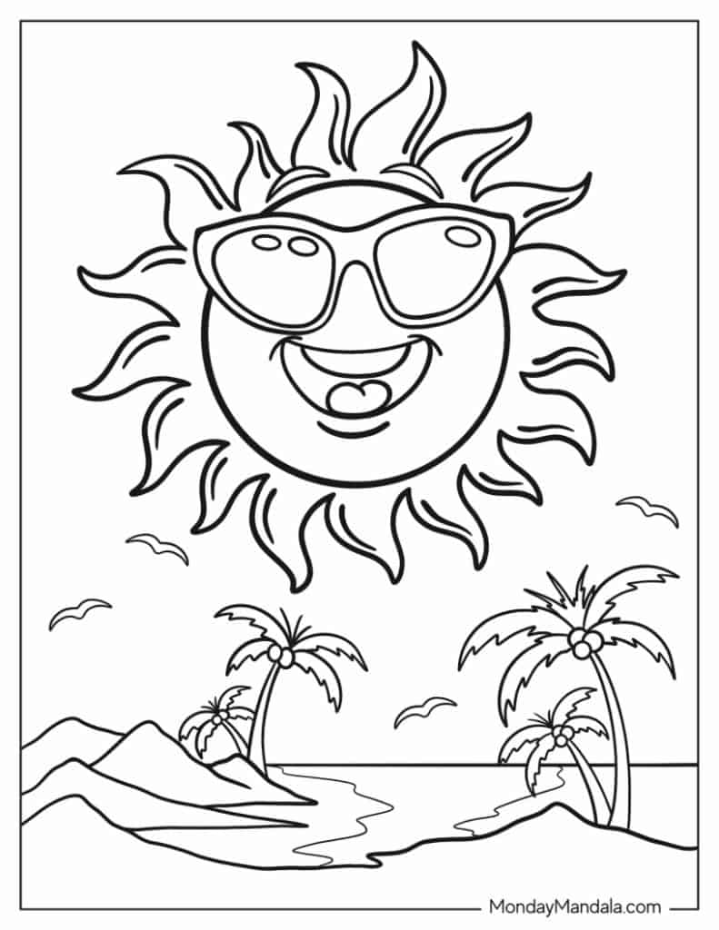 Sun coloring pages free pdf printables