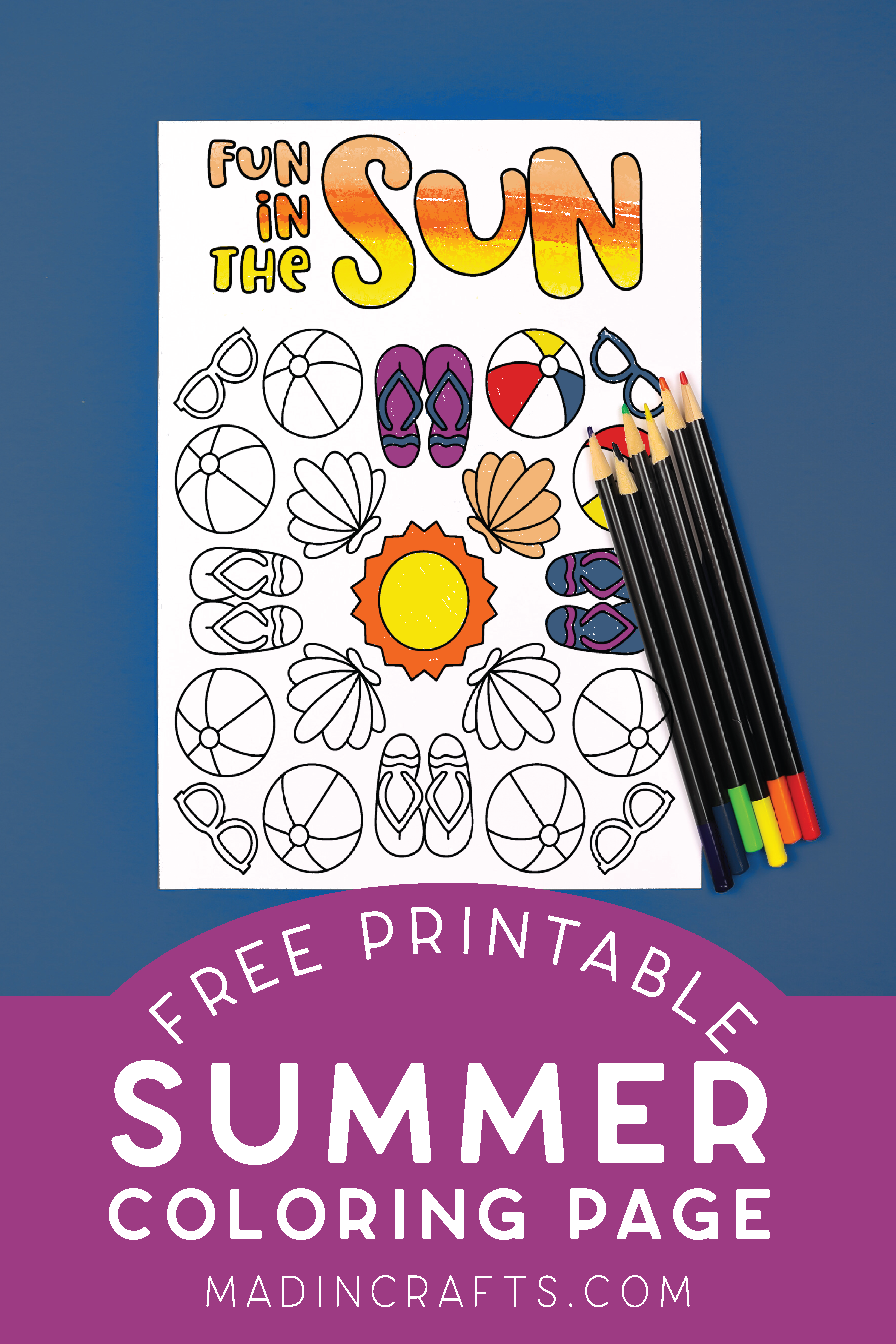 Free printable summer coloring page crafts mad in crafts