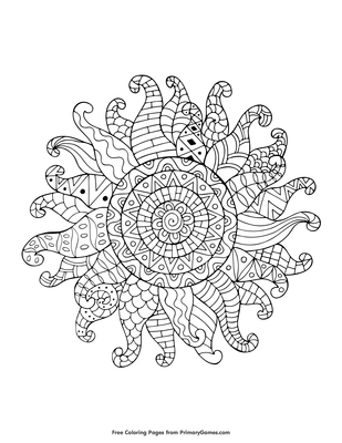 Zentangle sun coloring page â free printable pdf from