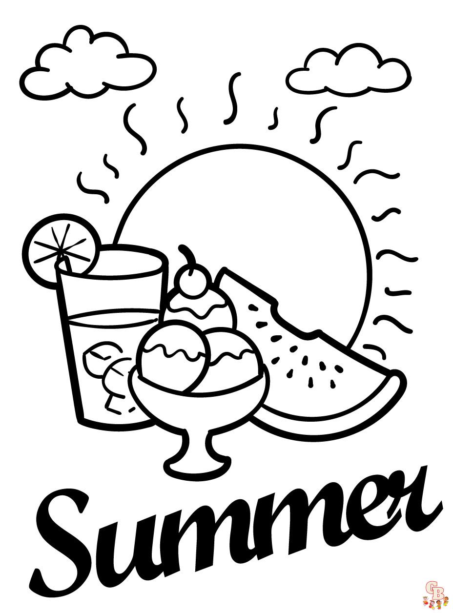 Fun in the sun printable summer coloring pages