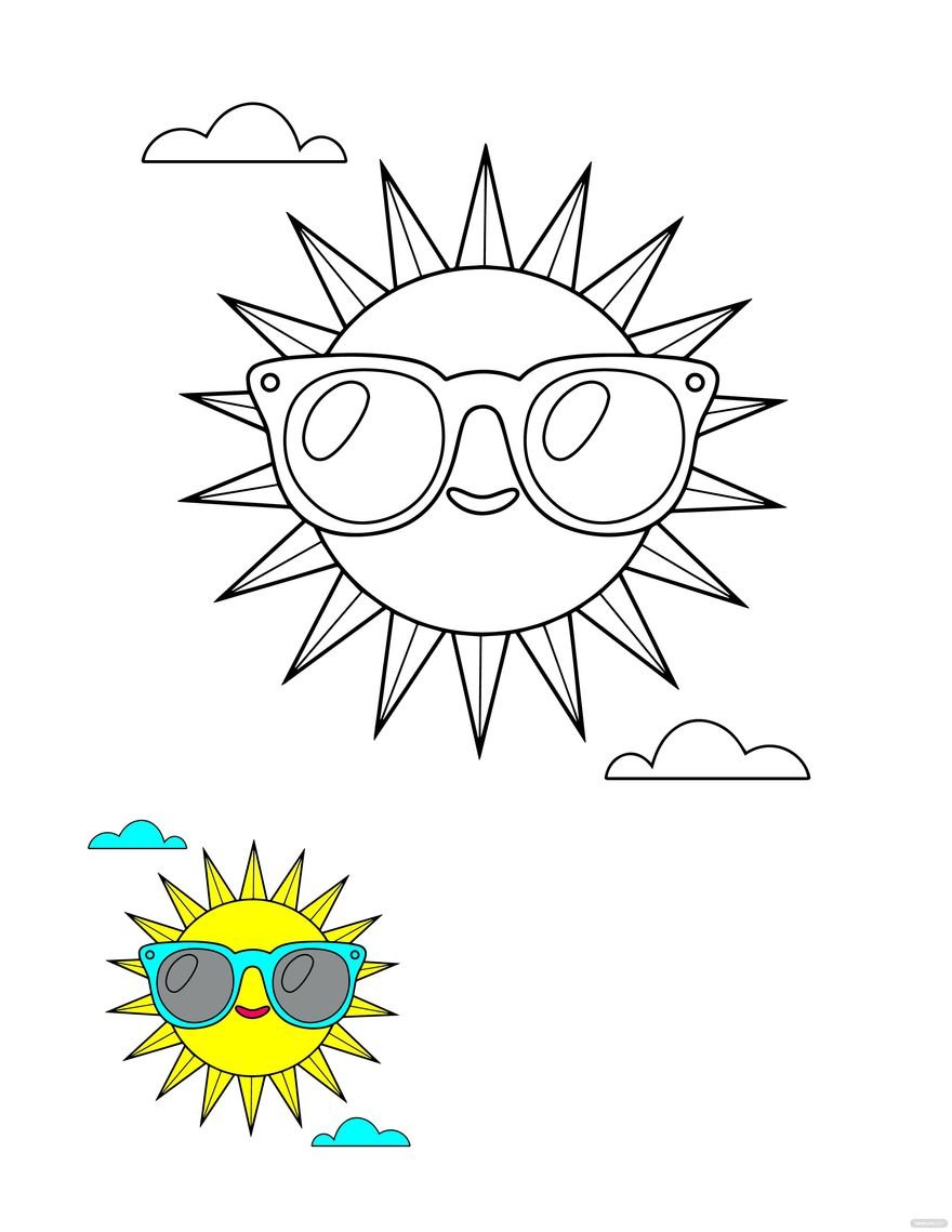 Free happy summer coloring page