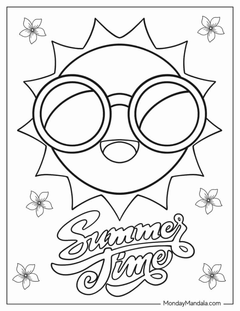 Sun coloring pages free pdf printables