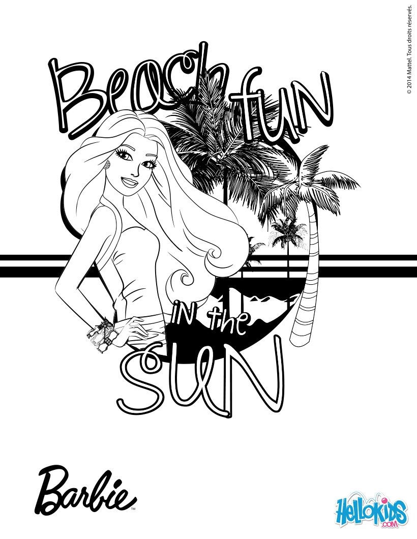 Barbie in the summer sun coloring pages