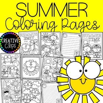 Summer coloring pages writing papers made by creative clips clipart