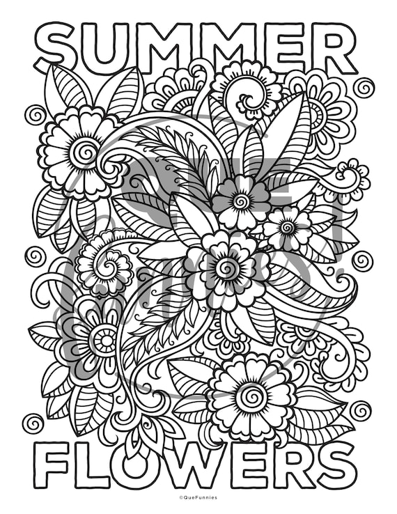 Summer flowers coloring page insta digital download kids coloring sheets printable coloring for kids