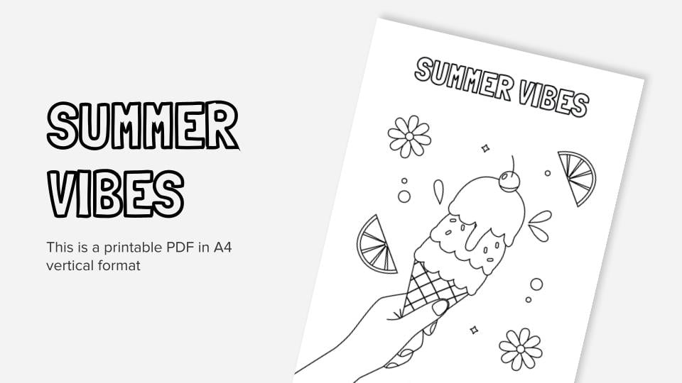 Delicious printable coloring worksheets in pdf about ice cream