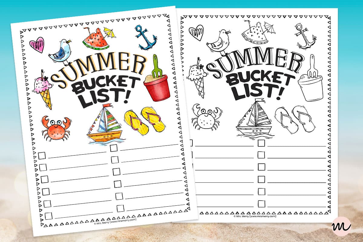 Free printable summer bucket list template mrs merry