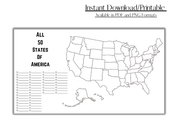 Map of america printable learning tool coloring template summer school template states coloring page sales tracker instant download