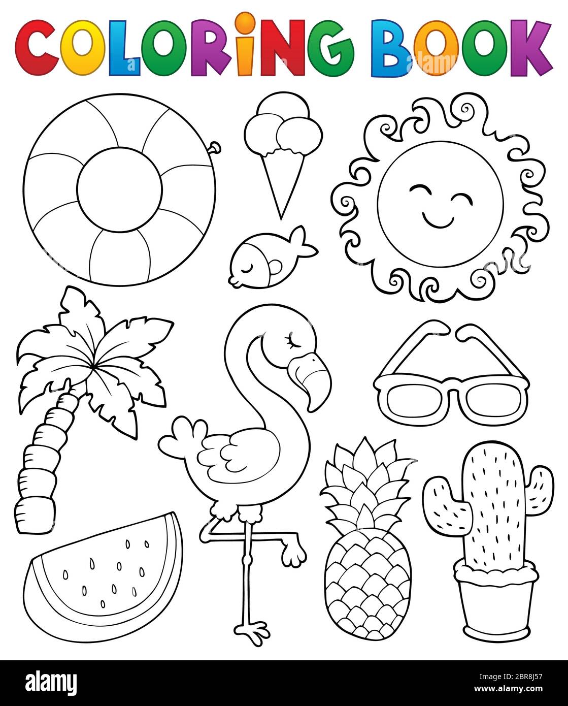 Coloring book summer theme collection