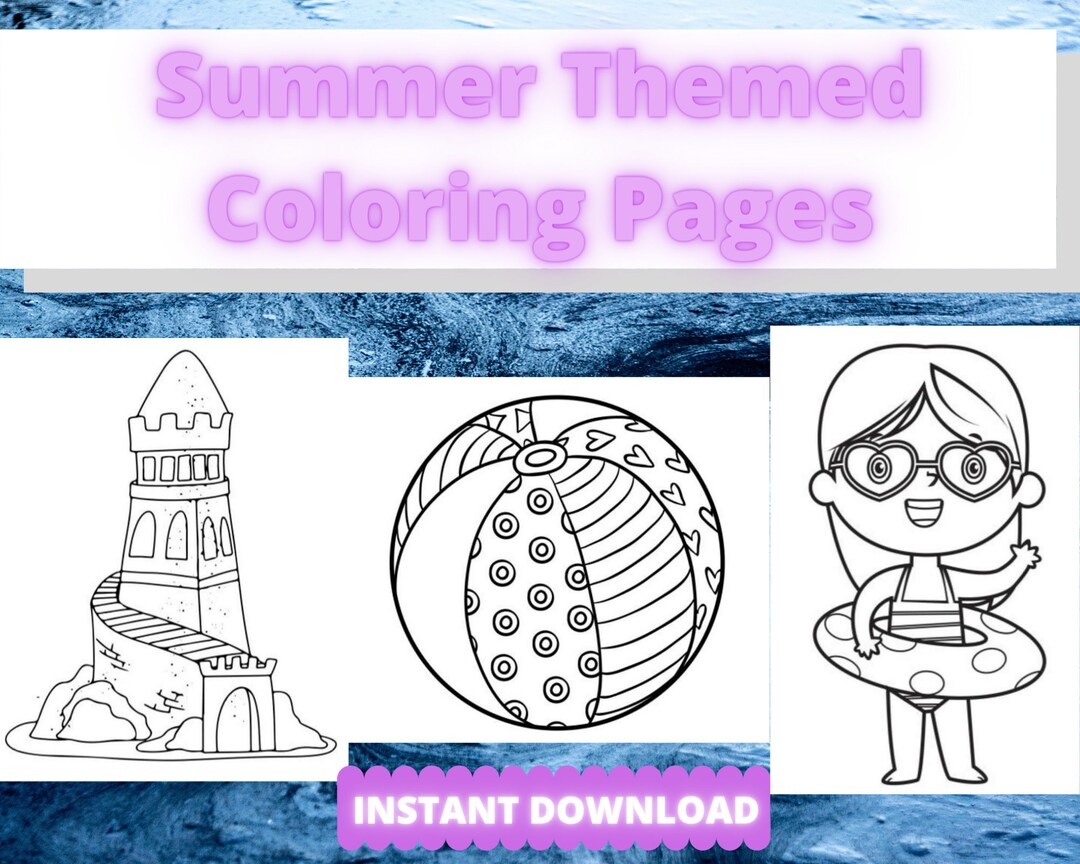 Summeroutdoor themed coloring pages for kids printable coloring pages for summer printable coloring book for kids digital