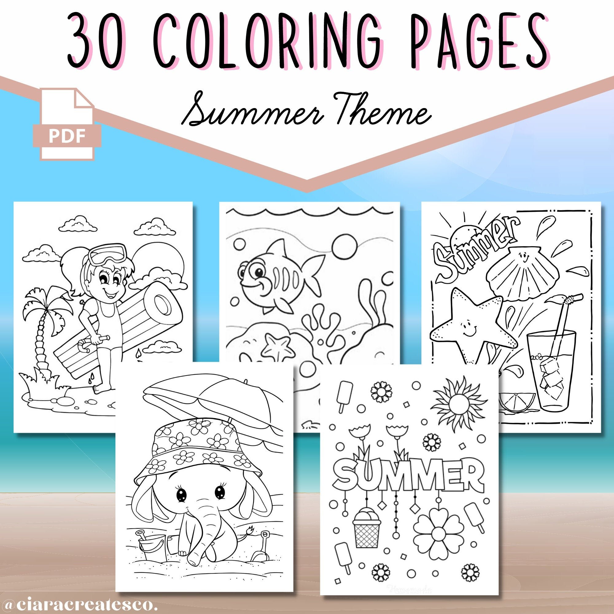 Summer coloring pages summer coloring pages for kids summer birthday party activity girls birthday party summer activity book