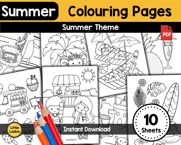 Summer colouring pages