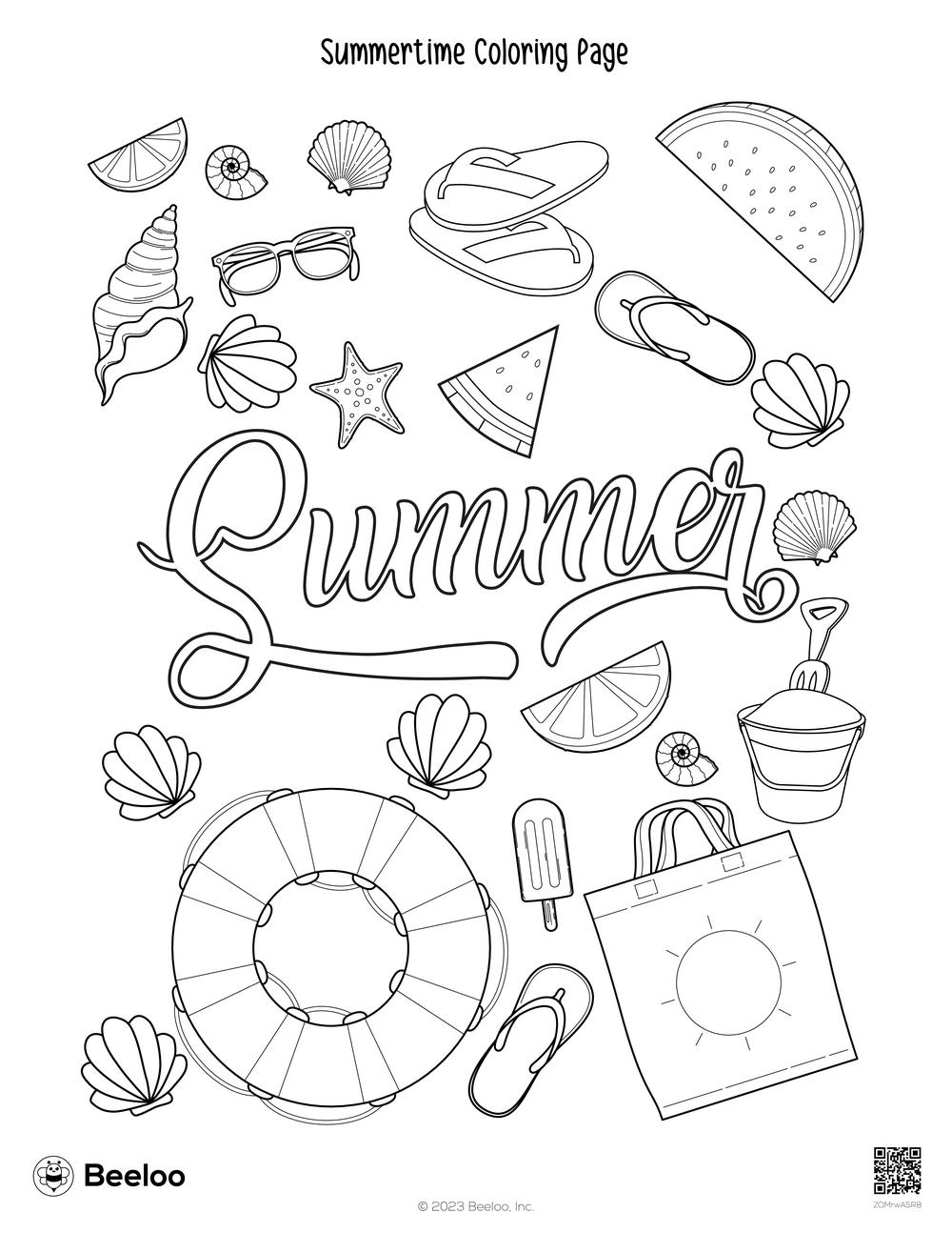 Summertime coloring page â printable crafts and activities for kids